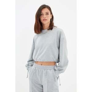 Trendyol Gray Crop Knitted Sweatshirt