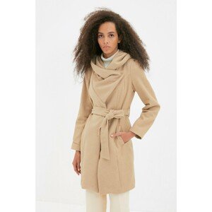 Trendyol Beige Belted Hooded Cachet Coat