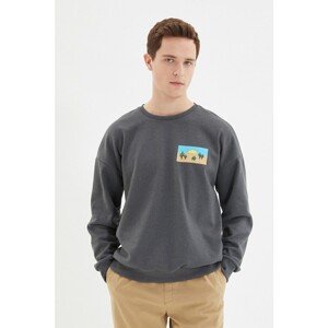 Trendyol Anthracite Men's Printed Oversize Fit Sweatshirt