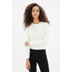 Trendyol Ecru Knitted Detailed Crop Knitwear Sweater