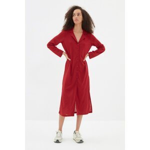 Trendyol Claret Red Button Detailed Knitted Dress