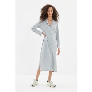 Trendyol Gray Button Detailed Knitted Dress