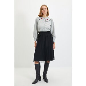 Trendyol Black Tulle Pleat Knitted Skirt