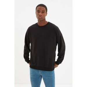 Trendyol Black Men's Oversize Crew Neck Printed Sweatshirt