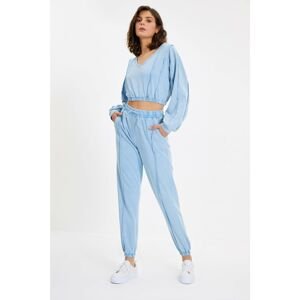 Trendyol Blue Washed Loose Jogger Knitted Sweatpants