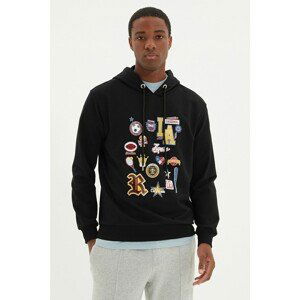 Trendyol Black Men Regular Fit Hoodie Sweatshirt