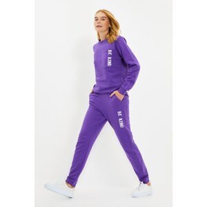 Trendyol Purple 100% Organic Cotton Printed Basic Jogger Thin Knitted Sweatpants