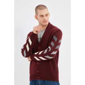 Trendyol Dark Claret Red Men Shawl Collar Regular Fit Knitwear Cardigan