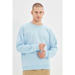 Trendyol Blue Men's Oversize Crew Neck Sweatshirt