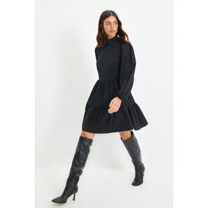 Trendyol Black Standing Collar Ruffle Dress