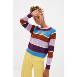 Trendyol Lilac Color Block Turtleneck ColorBlock Sweater