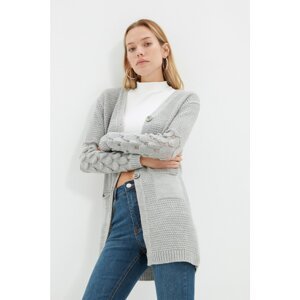 Trendyol Gray Sleeve Detailed Knitwear Cardigan