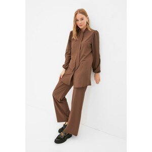 Trendyol Brown Scarf Collar Bottom-Top Set