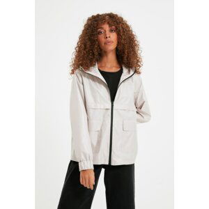 Trendyol Stone Hooded Zipper Closure Coat