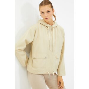 Trendyol Beige Hooded Zipper Closure Coat