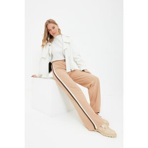 Trendyol Camel Wide Leg Side Stripe Detailed Knitted Sweatpants