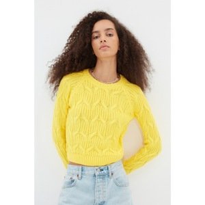 Trendyol Yellow Knitted Detailed Crop Knitwear Sweater