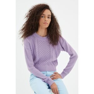 Trendyol Lilac Knit Detailed Crop Knitwear Sweater