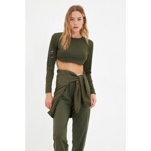 Trendyol Khaki Super Crop Knitted Blouse