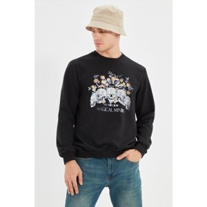 Trendyol Black Men Regular Fit Crew Neck Printed Sweatshirt