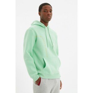 Trendyol Green Men's Regular Fit Hoodie Printed Sweatshirt
