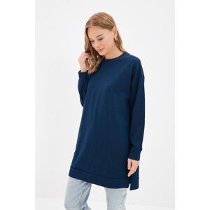 Trendyol Navy Blue Crew Neck Basic Knitted Sweatshirt