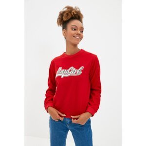 Trendyol Red Embroidered Knitted Sweatshirt