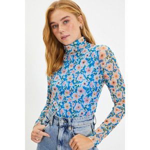 Trendyol Blue Tulle Knitted Blouse