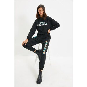 Trendyol Black Printed Basic Jogger Knitted Sweatpants