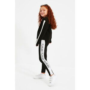 Trendyol Black Slogan Printed Girl Knitted Leggings