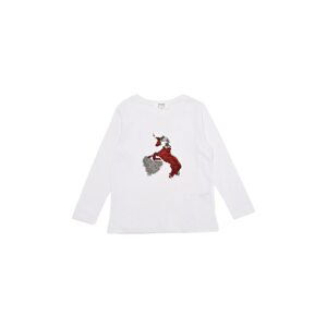 Trendyol White Sequin Embroidered Girl Knitted T-Shirt
