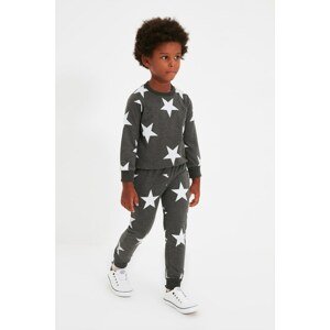 Trendyol Anthracite Printed Boy Knitted Slim Tracksuit Set