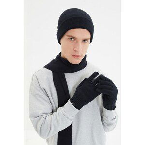 Trendyol Navy Blue Men's 3-Pack Scarf - Beanie - Glove Set Scarf