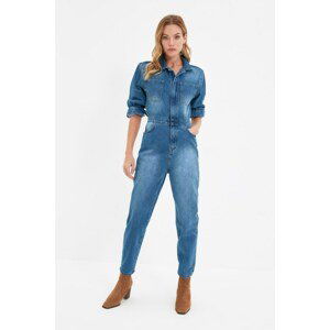 Trendyol Blue Pocket Detailed Denim Overalls