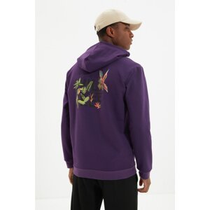 Trendyol Purple Men Regular Fit Hoodie Printed Sweatshirt