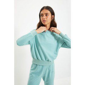 Trendyol Mint Printed Basic Knitted Sweatshirt