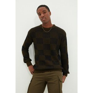 Trendyol Khaki Men Regular Fit Crew Neck Two Colored Sweater