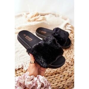 Rubber Moulded Slippers With Eco Fur Black Emmie