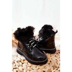 Children's Boots Insulated With Fur Black Rosea