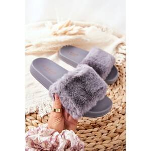 Rubber Moulded Slippers With Eco Fur Grey Emmie