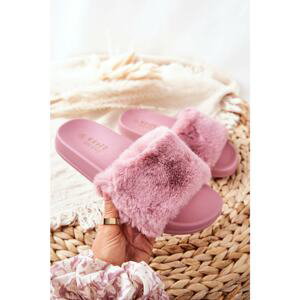 Rubber Moulded Slippers With Eco Fur Dark Pink Emmie