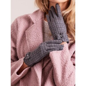 Dark grey checkered women's gloves