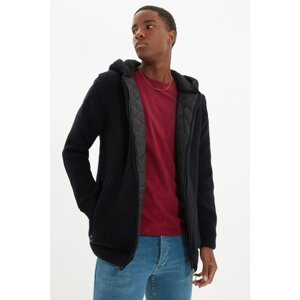 Trendyol Navy Blue Men's Hooded Quilted Detailed Cardigan