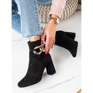 TRENDI STYLISH ANKLE BOOTS WITH GOLD ORNAMENT