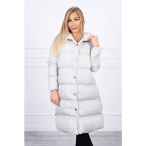 Quilted winter jacket with a hood light gray