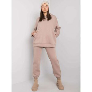 Sweatpants set in dark beige with trousers