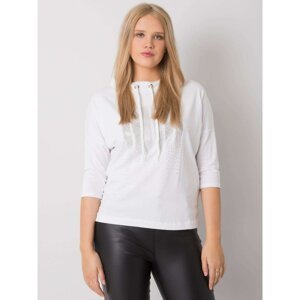 Women's white plus size blouse with rhinestones