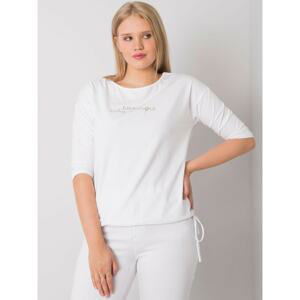 White cotton plus size blouse with a print