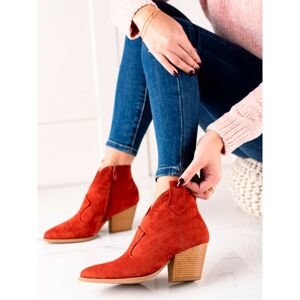 LUCKY SHOES RED SUEDE COWBOY BOOTS
