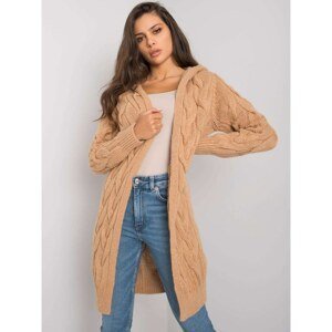 OH BELLA Camel women's cardigan with a hood